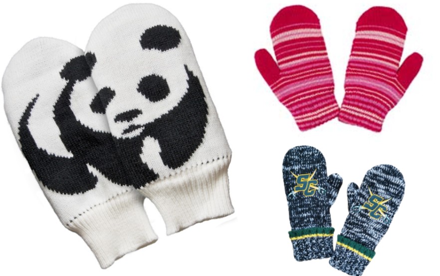 3 Mittens of different designs