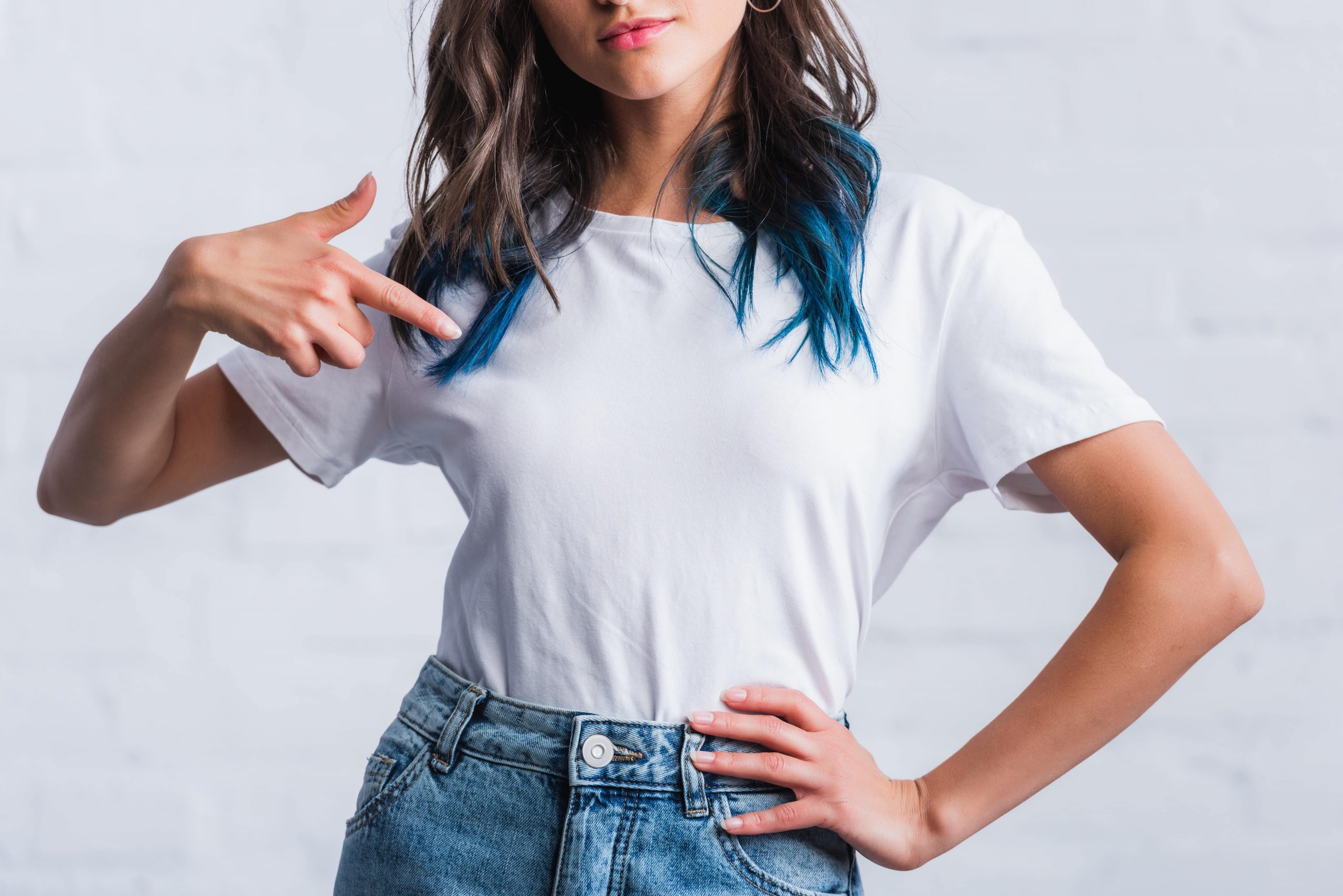 Girl in white T-shirt